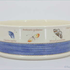 Wedgwood - Sarahs Garden - Stacking Casserole (No Lid) - Ceramic dish with butterfly designs and text on a white background