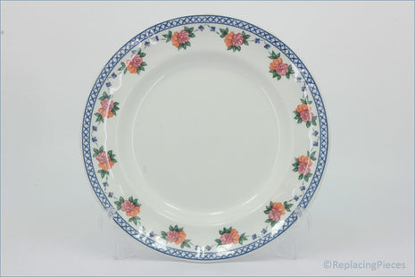Wedgwood - Trellis Rose - Dinner Plate - White plate with floral rim design on a white background