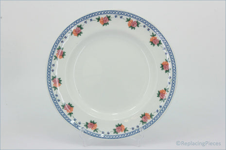 Wedgwood - Trellis Rose - 9" Luncheon Plate - White plate with floral rim design on a white background