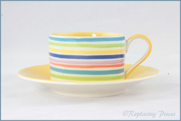 RPW110 - Whittards - Teacup & Saucer (Horizontal Stripes - Yellow Interior)
