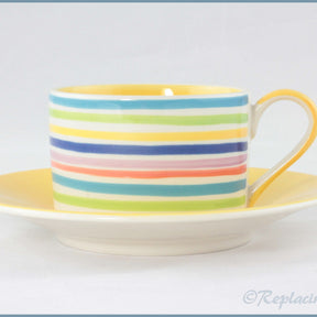 RPW110 - Whittards - Teacup & Saucer (Horizontal Stripes - Yellow Interior)