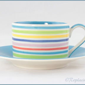 RPW111 - Whittards - Teacup & Saucer (Horizontal Stripes - Blue Interior)