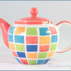 RPW120 - Whittards - Multi Coloured Squares Teapot (NO Strainer)