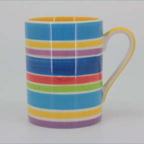 RPW292 - Whittards - Mug (Multi Coloured Stripe - Yellow Interior)