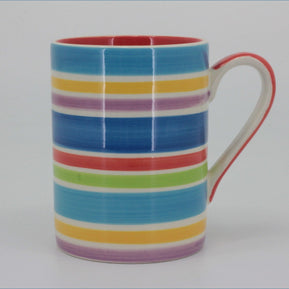 RPW293 - Whittards - Mug (Multi Coloured Stripe - Red Interior) 