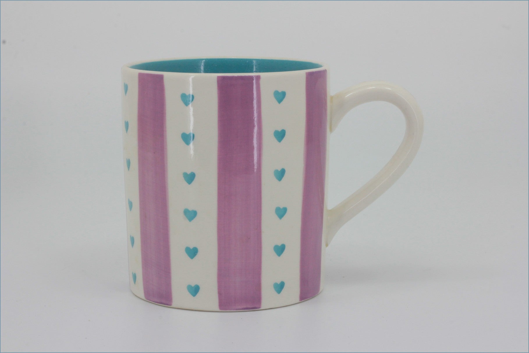 RPW294 - Whittards - Mug (Purple Stripe Blue Hearts)