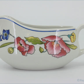 Woods - Alpine Meadow - Gravy Boat - Ceramic gravy boat with floral design on a white background