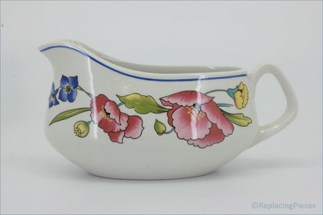Woods - Alpine Meadow - Gravy Boat - Ceramic gravy boat with floral design on a white background