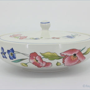 Woods - Alpine Meadow - Lidded Vegetable Dish (Patterned Lid) - White ceramic casserole dish with floral patterns on a white background