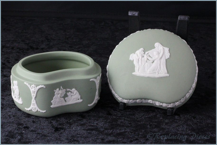 Wedgwood - Jasperware (Sage Green) - Kidney Shaped Lidded Box - WWJWG2