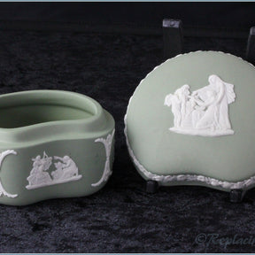 Wedgwood - Jasperware (Sage Green) - Kidney Shaped Lidded Box - WWJWG2