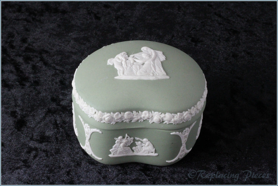Wedgwood - Jasperware (Sage Green) - Kidney Shaped Lidded Box - WWJWG2