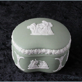 Wedgwood - Jasperware (Sage Green) - Kidney Shaped Lidded Box - WWJWG2