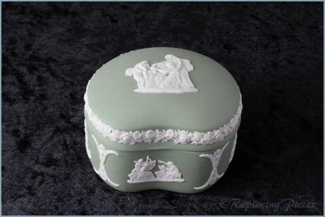 Wedgwood - Jasperware (Sage Green) - Kidney Shaped Lidded Box - WWJWG2