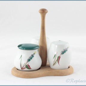 Denby - Greenwheat - Cruet Set On Wooden Stand