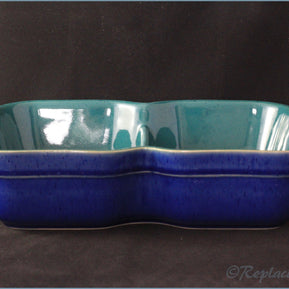 Denby - Harlequin - Divided Roaster (Green Inside, Blue Outside)